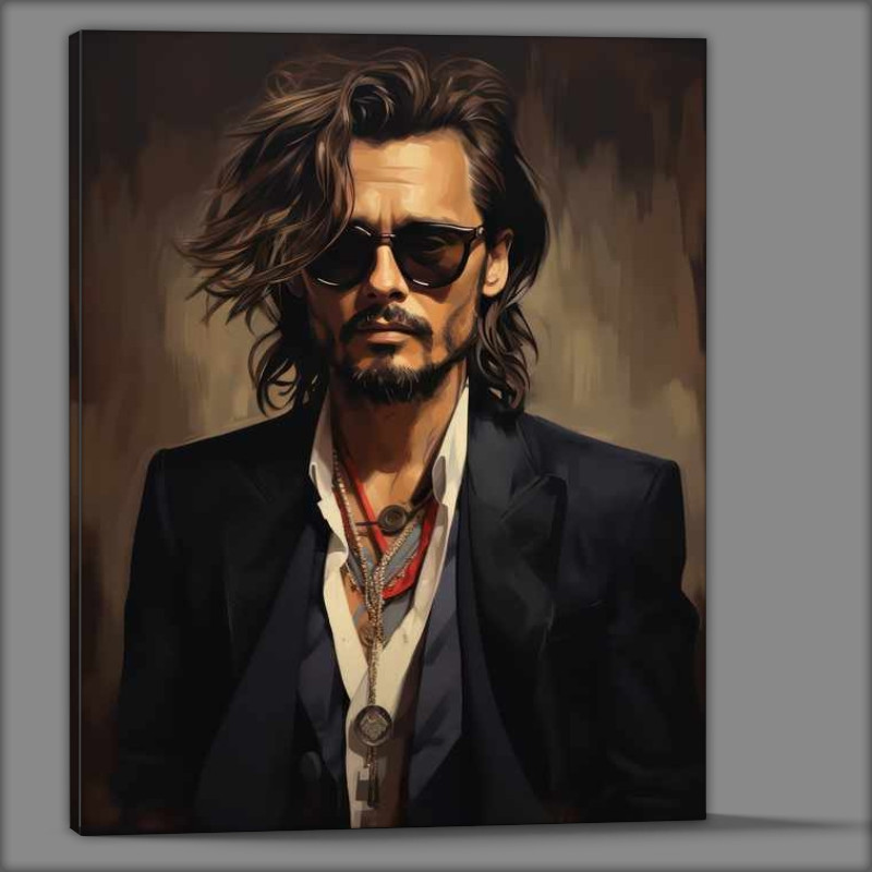 Buy Canvas : (Caricaturist of Johnny Depp with glasses)