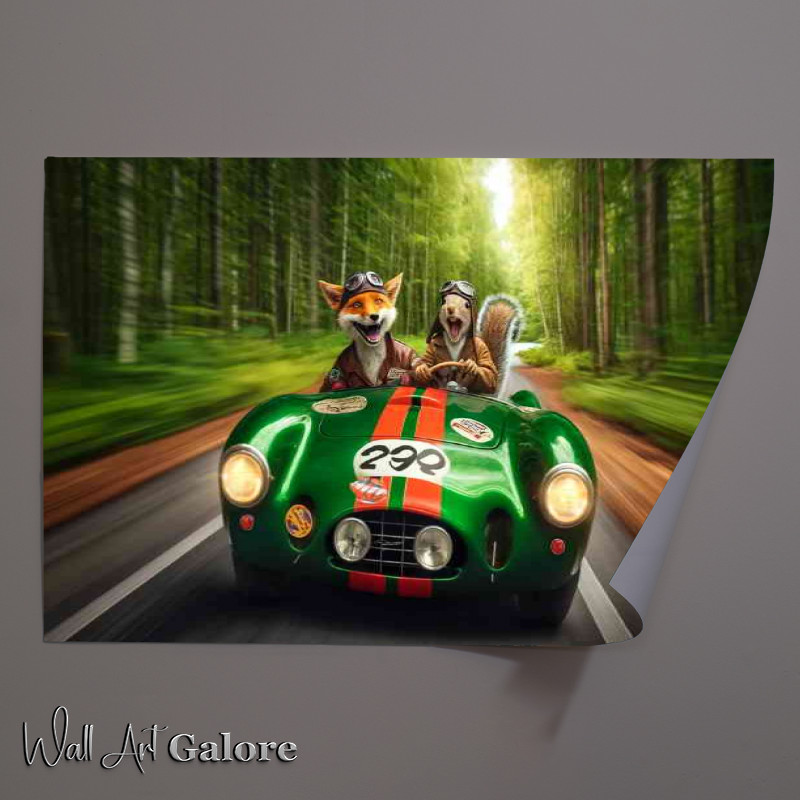 Buy Unframed Poster : (Fox and a Squirrel both wearing leather pilot caps)