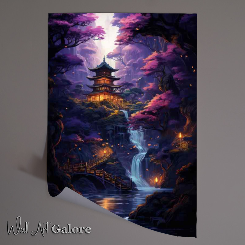 Buy Unframed Poster : (Orange lights glowing on the Japanese style house)
