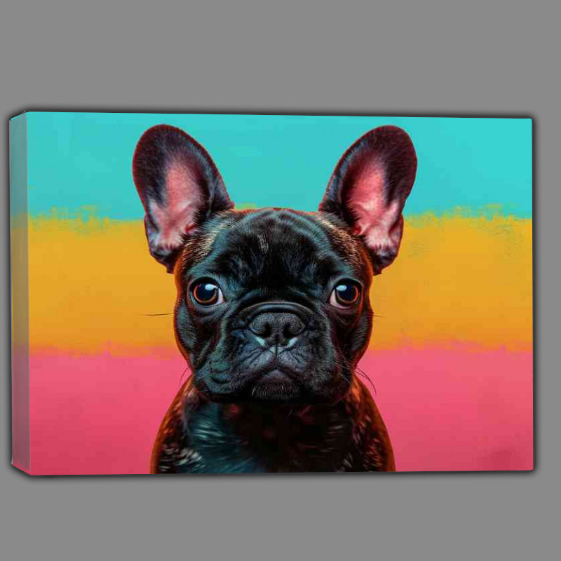 Buy Canvas : (French buldog in a tri coloured background)