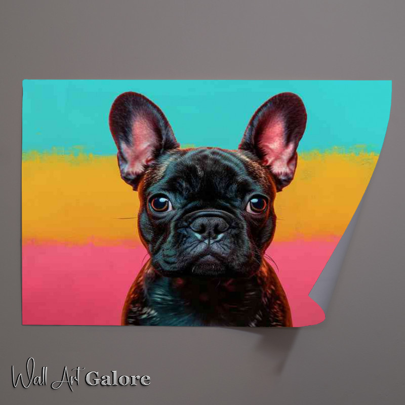Buy Unframed Poster : (French buldog in a tri coloured background)