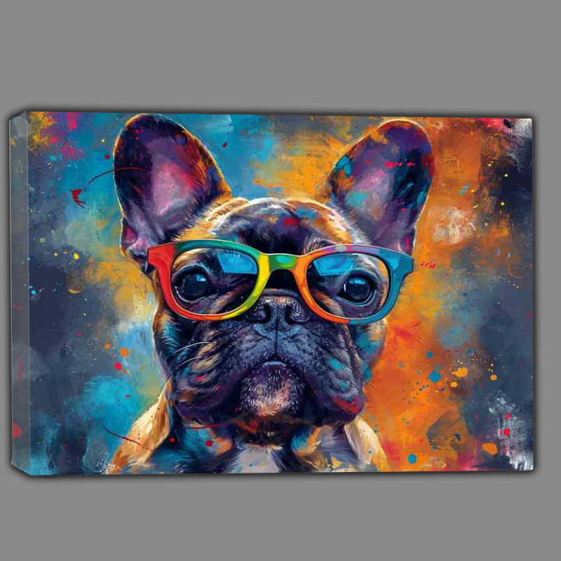 Buy Canvas : (French buldog with his colourful glasses on)