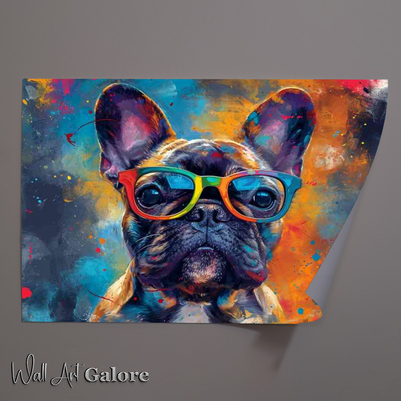 Buy Unframed Poster : (French buldog with his colourful glasses on)