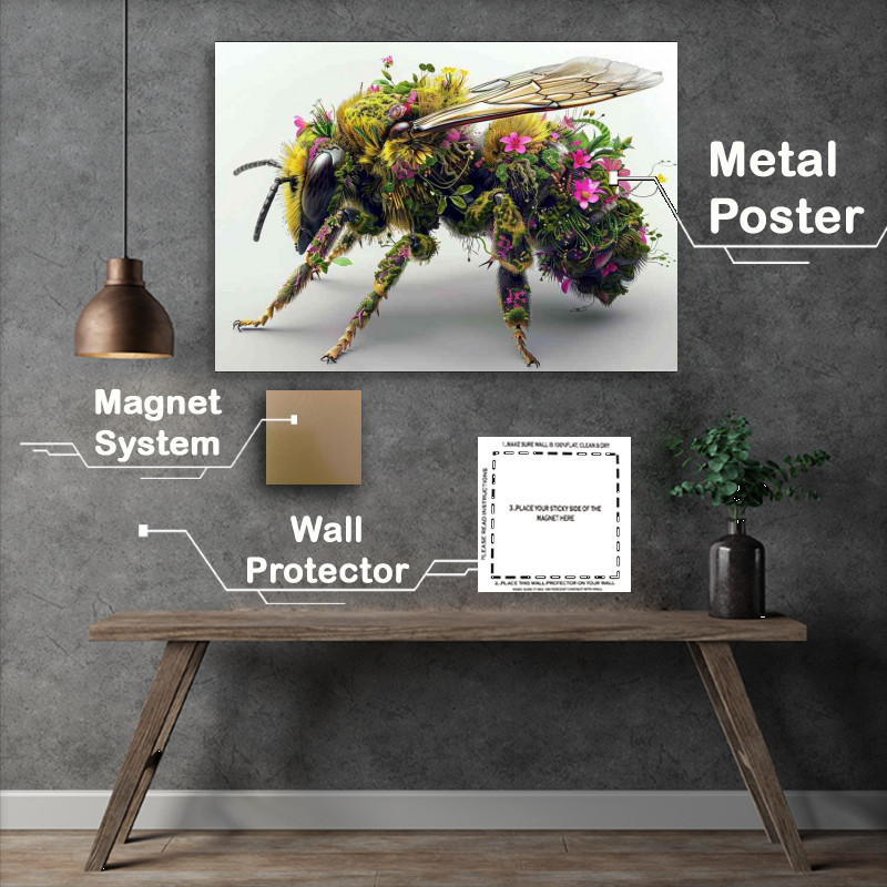 Buy Metal Poster : (Beautiful Bee with flowers)