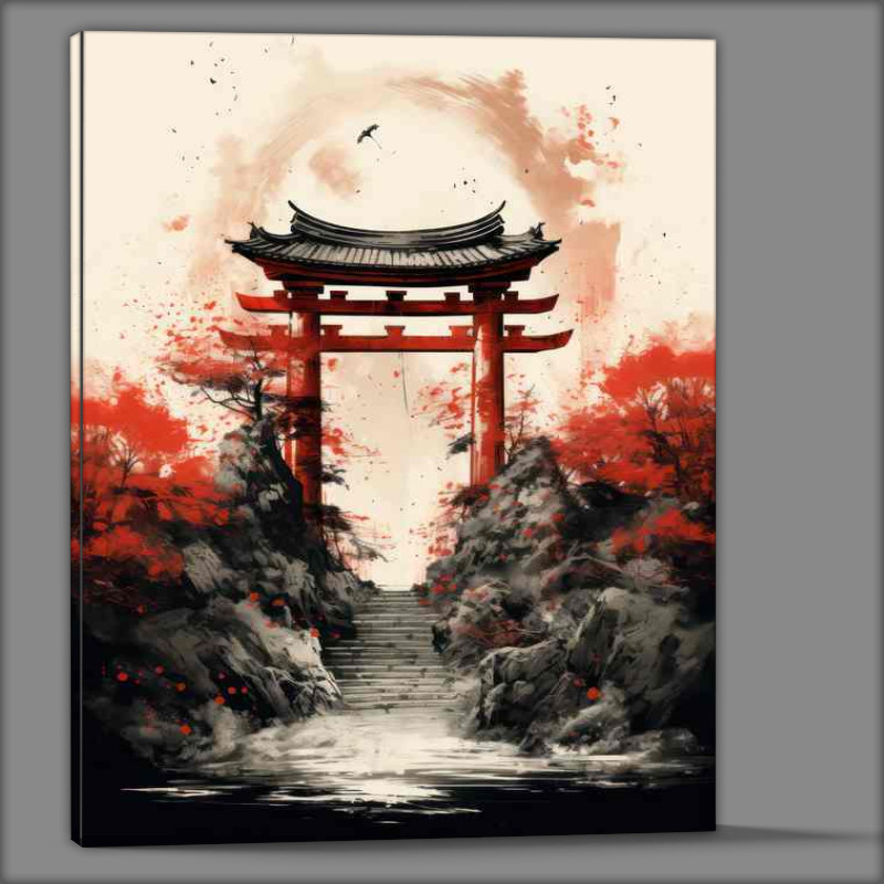 Buy Canvas : (Sacred Shinto Gates Ink and Watercolor Visions)
