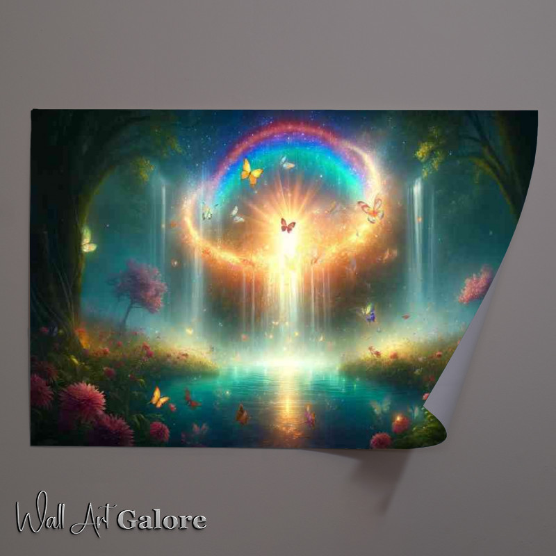 Buy Unframed Poster : (Ethereal scene of butterflies swirling around a vibrant)