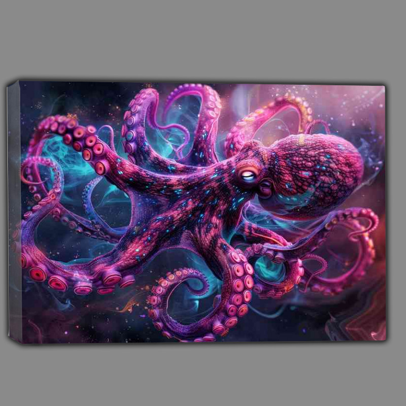 Buy Canvas : (A Pink Octopus with bright tentacles in the ocean)