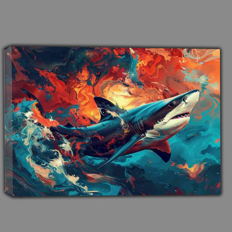 Buy Canvas : (Beautiful sea scene featuring a shark)
