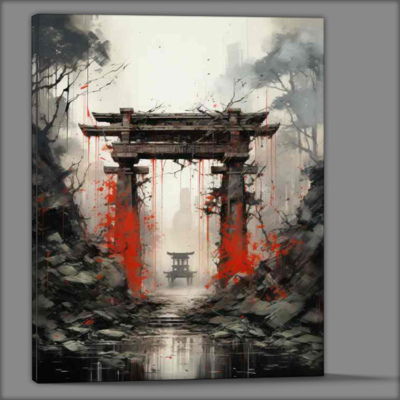 Buy Canvas : (Shinto Shades Torii Gate in Ink and Hue)