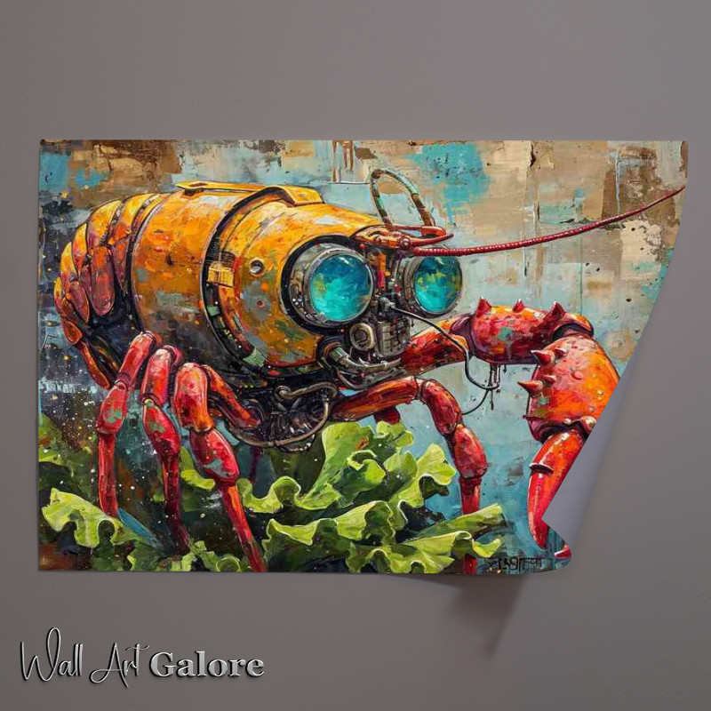 Buy Unframed Poster : (Lobster and lettuce art style)