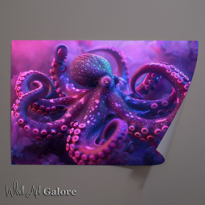 Buy Unframed Poster : (Octopus in pink on the ocean floor)