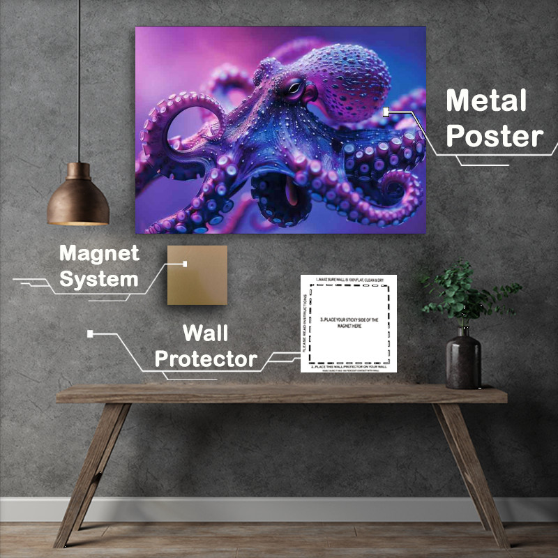 Buy Metal Poster : (Octopus in pink with black tentacles)
