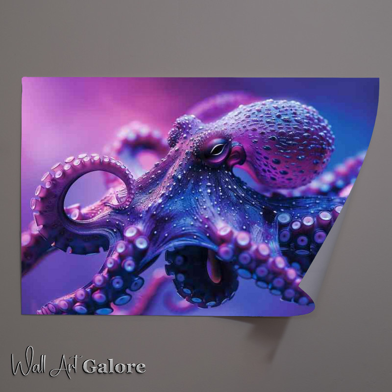 Buy Unframed Poster : (Octopus in pink with black tentacles)