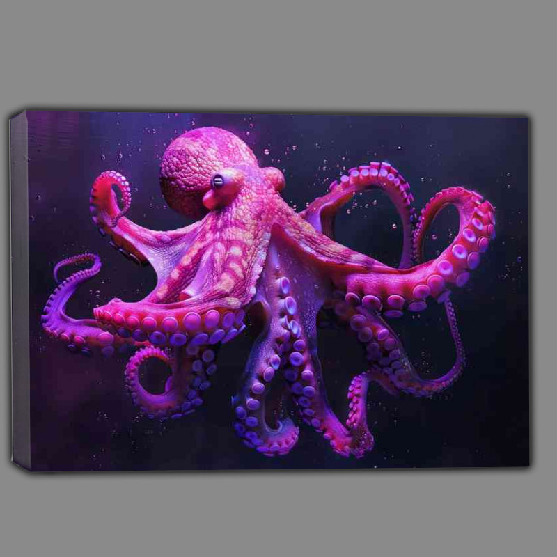 Buy Canvas : (Pink Octopus in the darkness in the style of colorful)