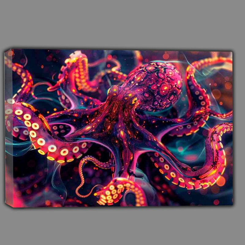 Buy Canvas : (Pink Octopus with burning tentacles)