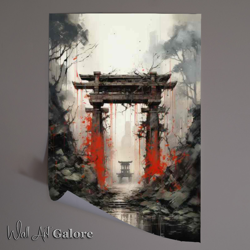 Buy Unframed Poster : (Shinto Shades Torii Gate in Ink and Hue)