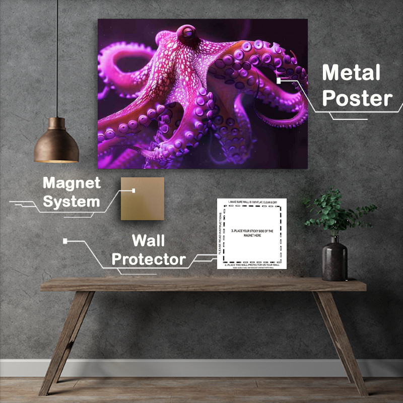 Buy Metal Poster : (Pink octopus in the darkness)