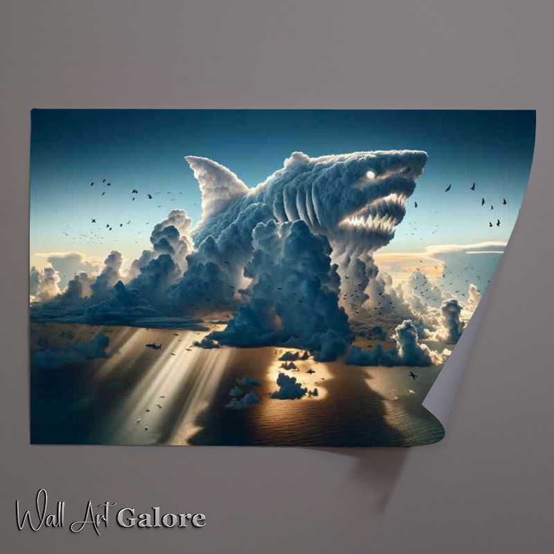Buy Unframed Poster : (Thick clouds form the shape of a menacing shark in the sky)