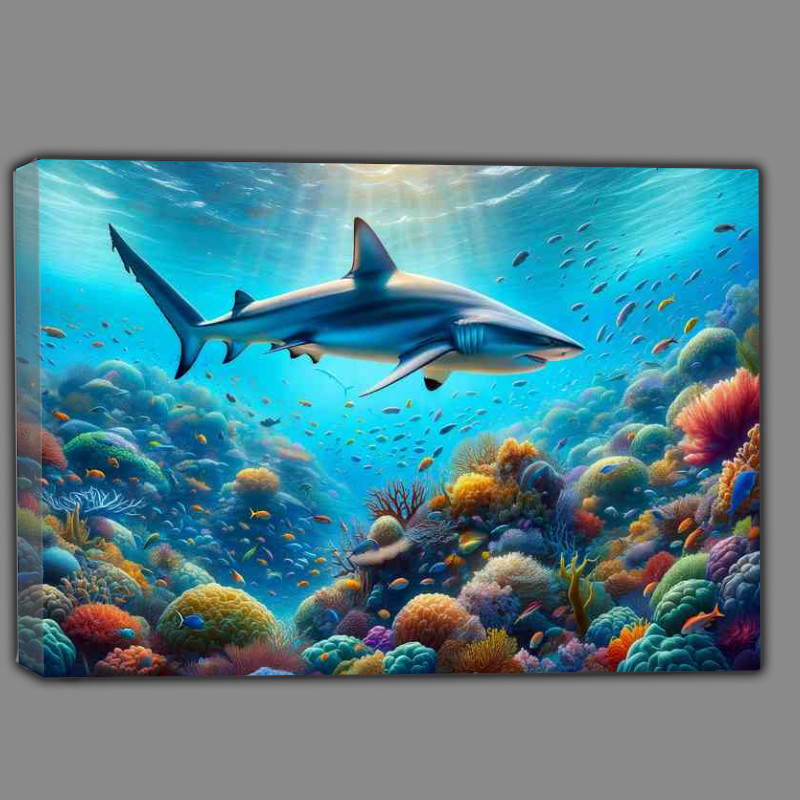 Buy Canvas : (serene reef shark its sleek form cutting through the tranquil waters)