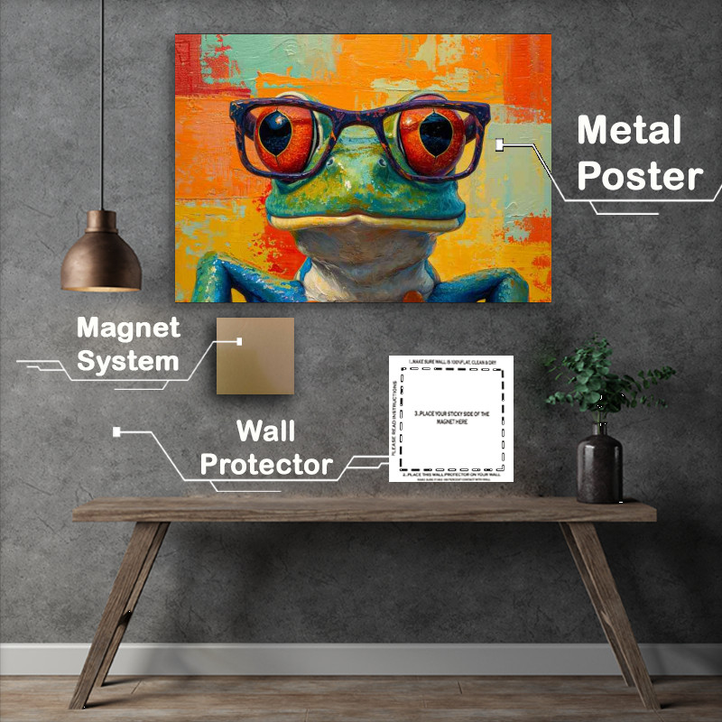 Buy Metal Poster : (Crazy small frog wearing glasses)
