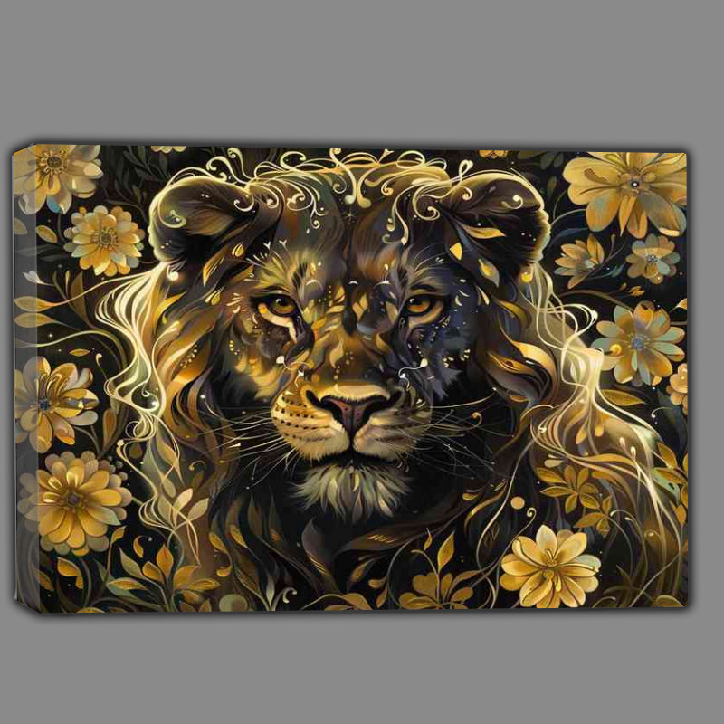 Buy Canvas : (A Lion with painted floral flowers)