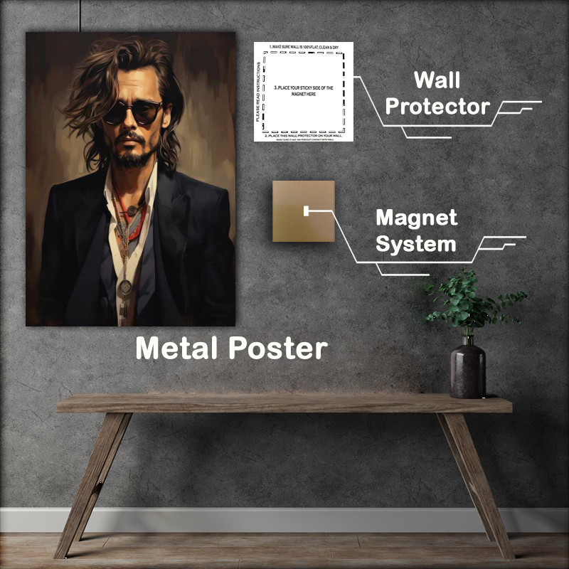 Buy Metal Poster : (Caricaturist of Johnny Depp with glasses)