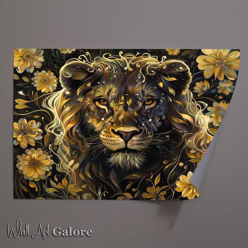 Buy Unframed Poster : (A Lion with painted floral flowers)