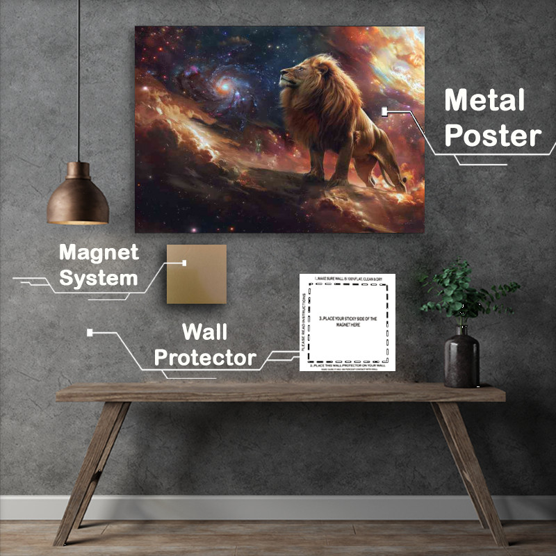 Buy Metal Poster : (A Lone Lion standing in space)