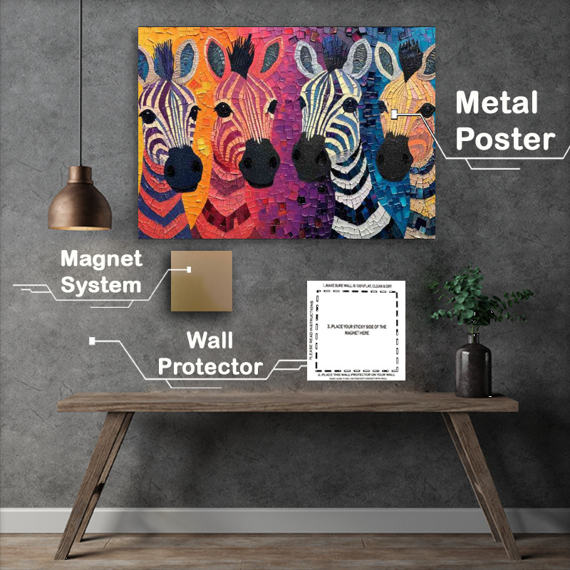 Buy Metal Poster : (A collection of Zebras)