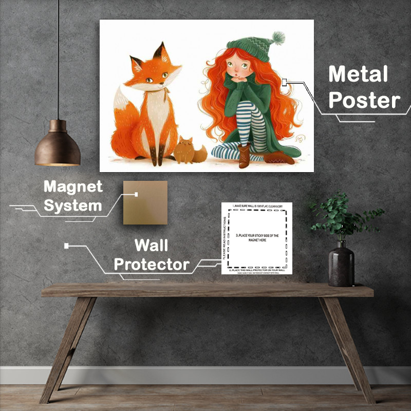 Buy Metal Poster : (A girl with long red hair wearing striped tights)