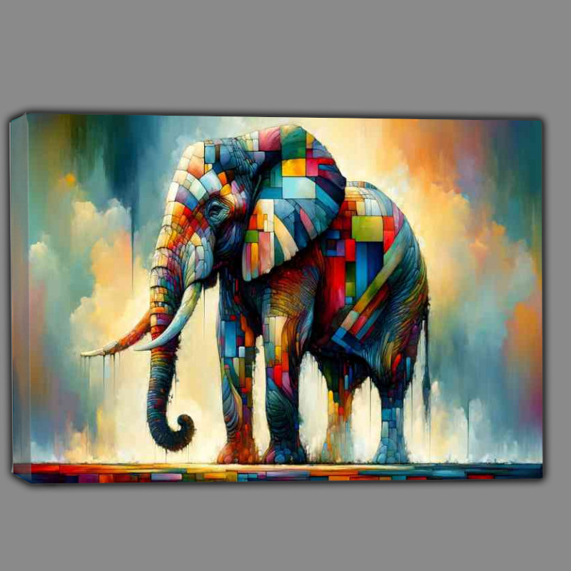 Buy Canvas : (Abstract and colorful form of a majestic elephant)