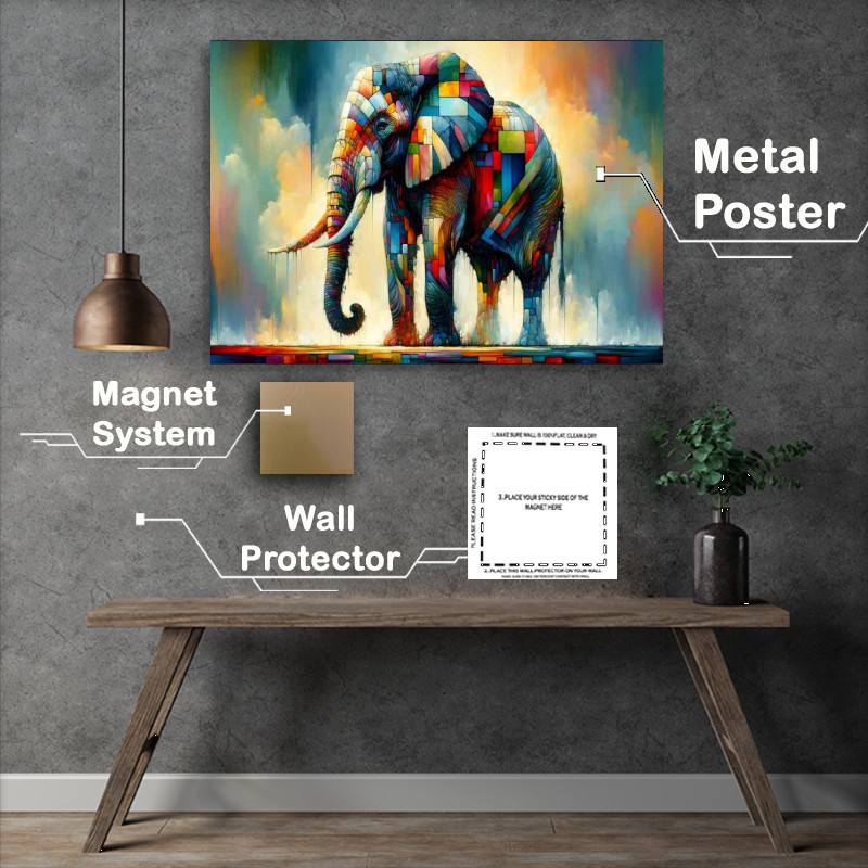 Buy Metal Poster : (Abstract and colorful form of a majestic elephant)