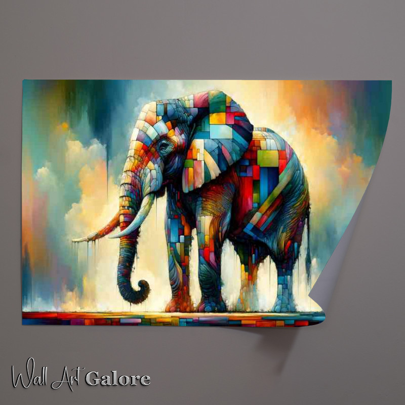Buy Unframed Poster : (Abstract and colorful form of a majestic elephant)