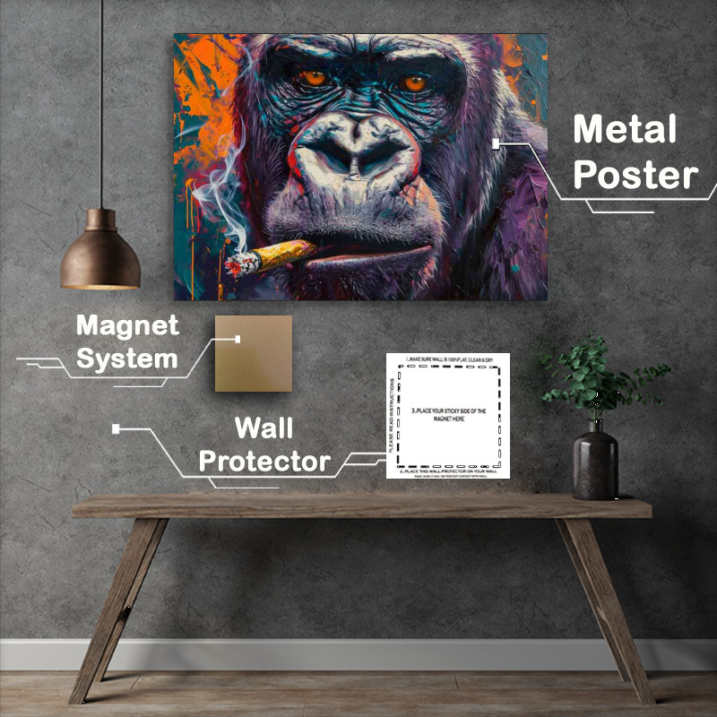 Buy Metal Poster : (Abstract painting of a gorilla street art)