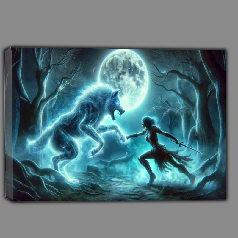 Buy Canvas : (Amazon warrior clashing with a spectral wolf)