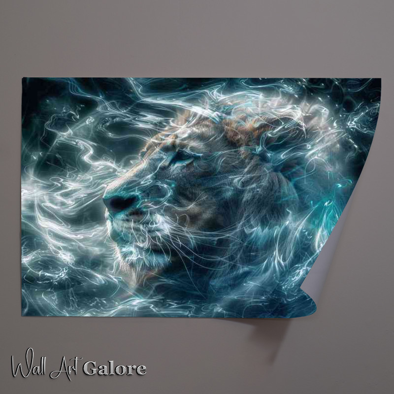 Buy Unframed Poster : (Beautiful Lion magic surrounded by light)