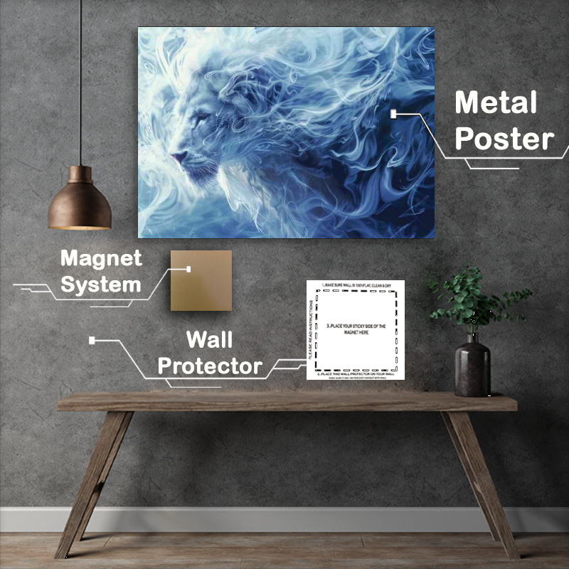 Buy Metal Poster : (Beautiful Lion with a blue aura)