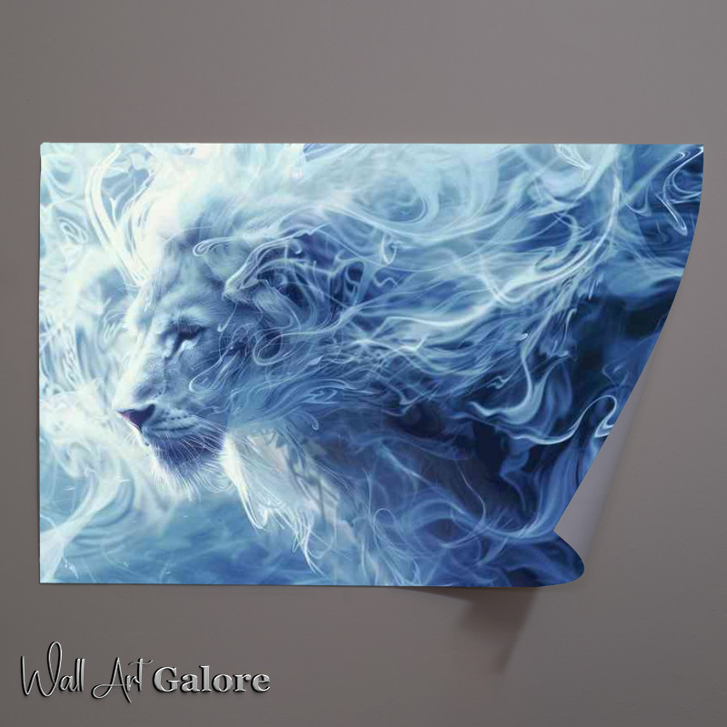 Buy Unframed Poster : (Beautiful Lion with a blue aura)