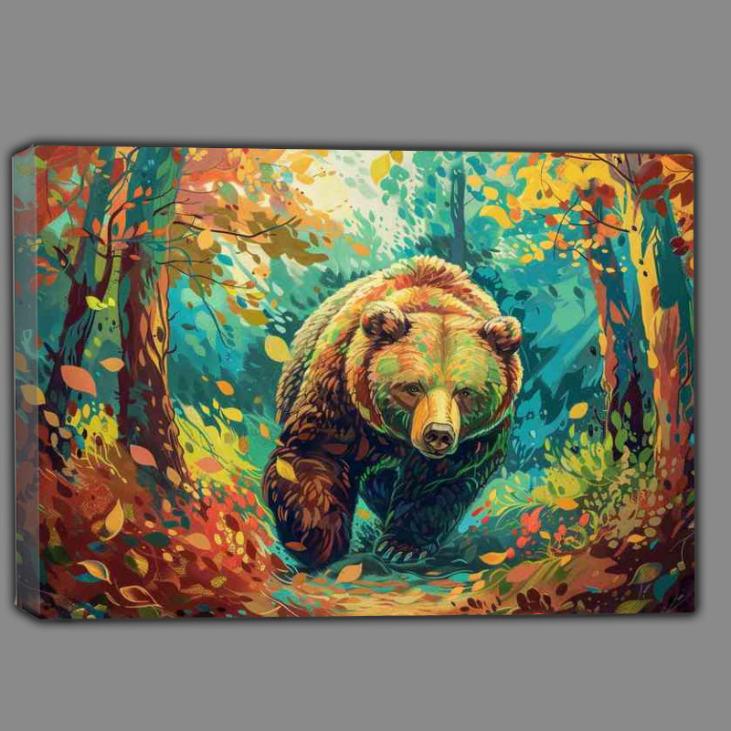Buy Canvas : (Big bear walking in a forest)