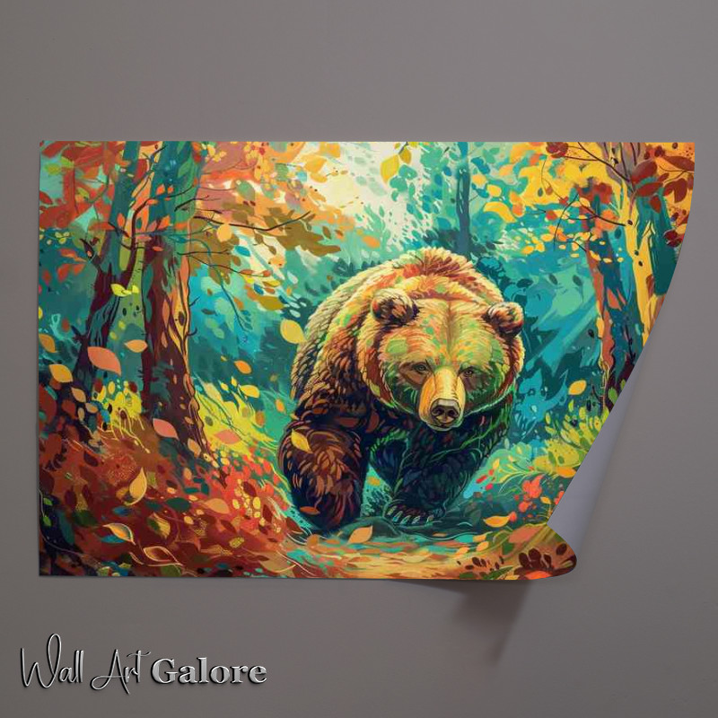 Buy Unframed Poster : (Big bear walking in a forest)