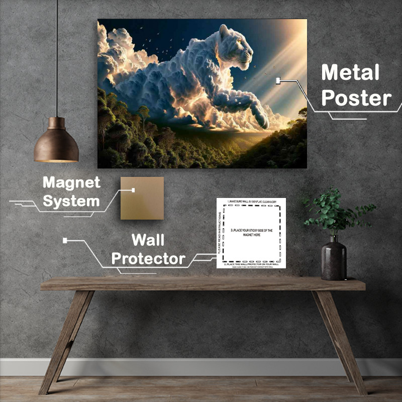 Buy Metal Poster : (Breathtaking scene where thick white clouds Tiger)