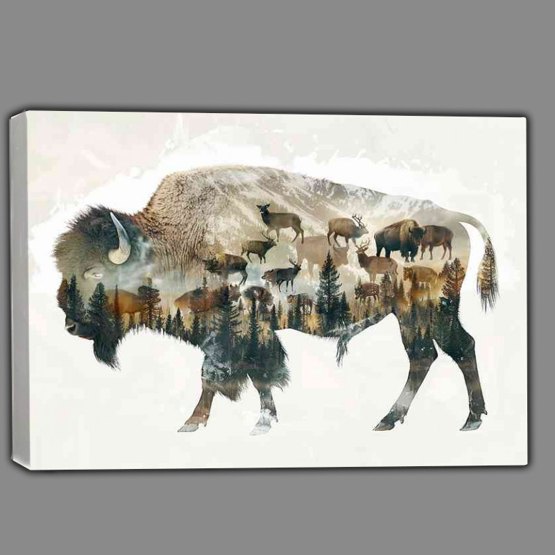 Buy Canvas : (Buffalo in double exposure)