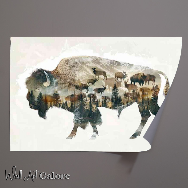 Buy Unframed Poster : (Buffalo in double exposure)