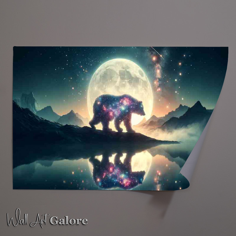 Buy Unframed Poster : (Celestial Bear made of stars and nebulas a mountain ridge)