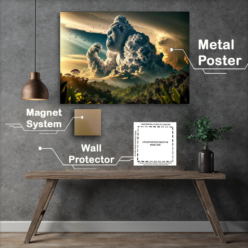 Buy Metal Poster : (Clouds form the shape of a majestic gorilla in the sky)