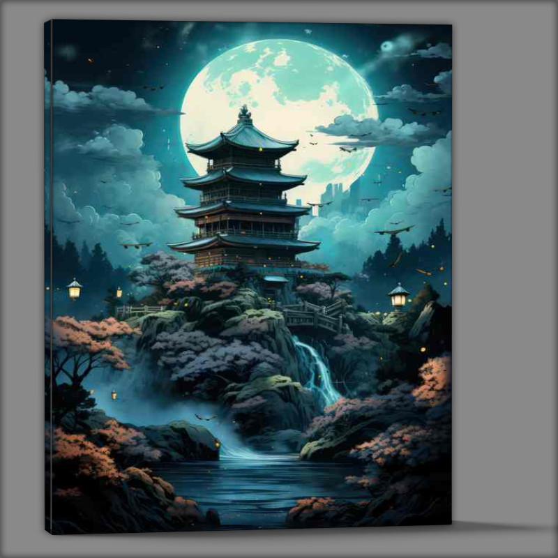 Buy : (Yujihime Full Moon Tower+Waterfall & Blue Lake Canvas)