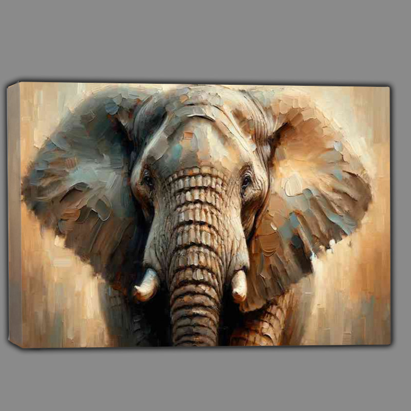 Buy Canvas : (Elephants face using a heavy palette knife technique)