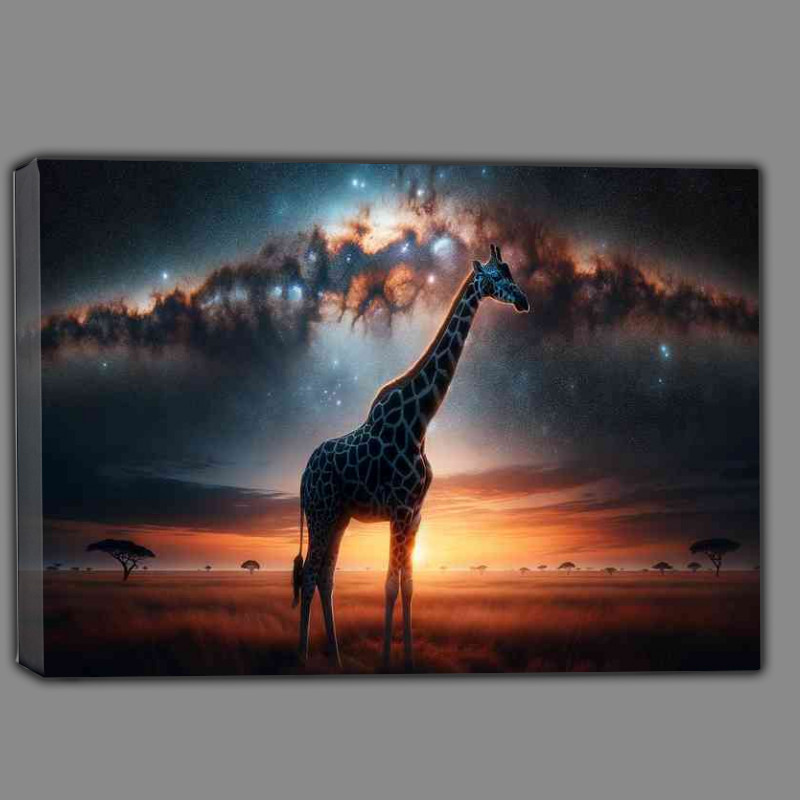 Buy Canvas : (Giraffe its spots a pattern of swirling galaxies)
