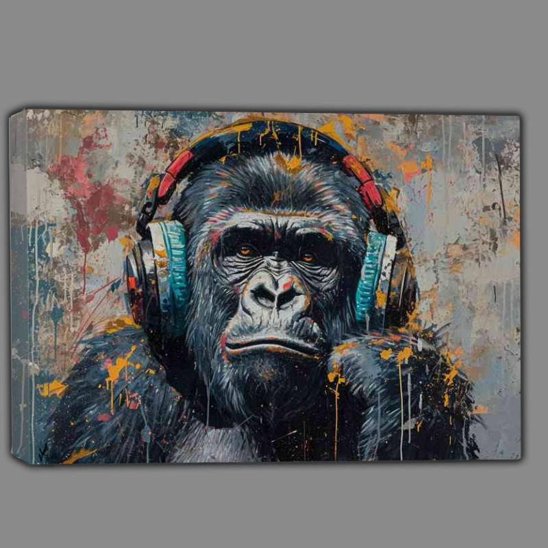 Buy Canvas : (Gorilla with headphones street art splashes)