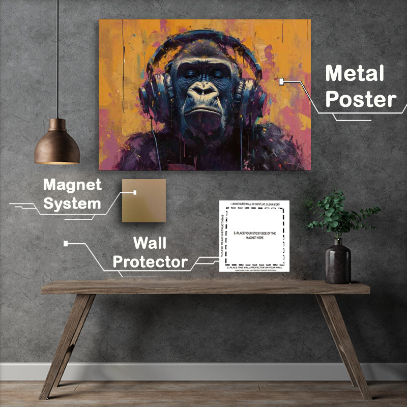 Buy Metal Poster : (Gorrila with headphones on)